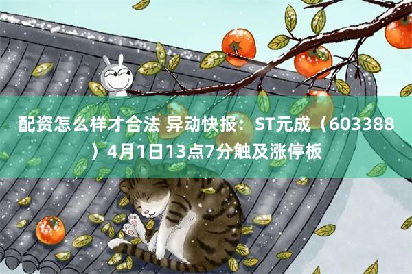 配资怎么样才合法 异动快报：ST元成（603388）4月1日13点7分触及涨停板