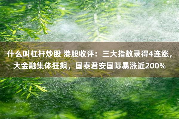 什么叫杠杆炒股 港股收评：三大指数录得4连涨，大金融集体狂飙，国泰君安国际暴涨近200%