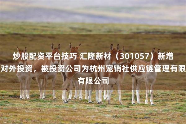 炒股配资平台技巧 汇隆新材（301057）新增一起对外投资，被投资公司为杭州宠销社供应链管理有限公司